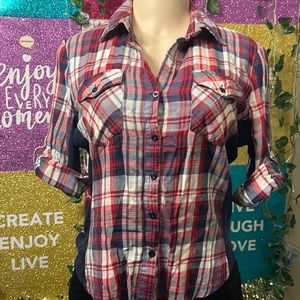 ❤️ LOVE TREE 🌳 SIZE L cowgirl shirt perfect for the rodeo 🐎  Red/Blue & white